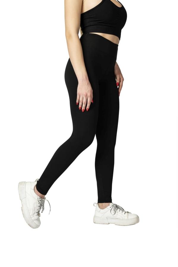 Enobarvne dolge pajkice Black v črni barvi za odrasle