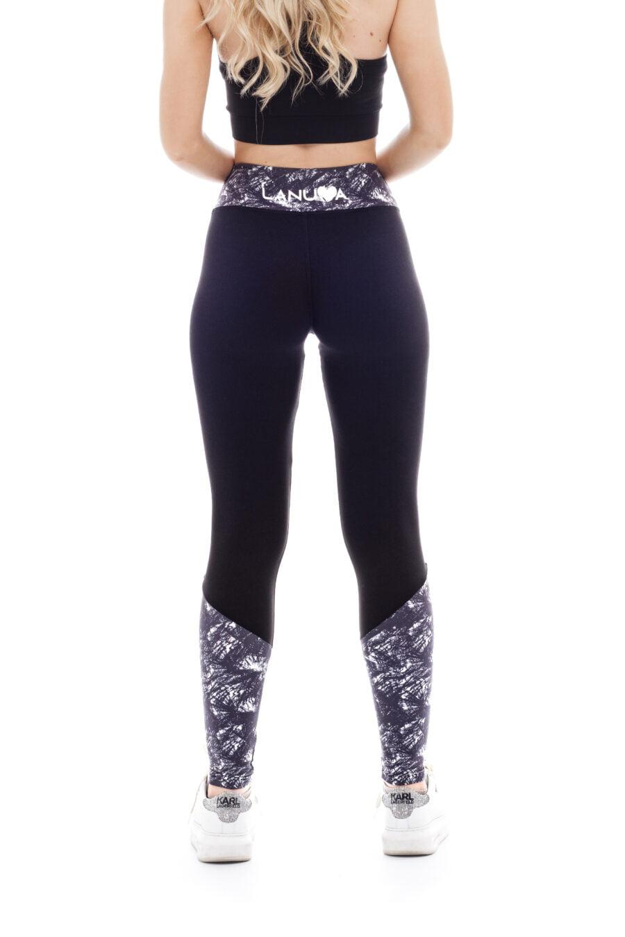 Temne dolge pajkice Fuzzy z unikatnim belim vzorčkom na dnu hlačnic za odrasle