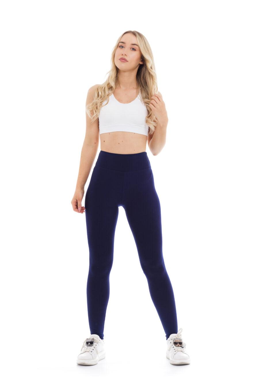 Enobarvne dolge pajkice Navy v mornarsko modri barvi za odrasle