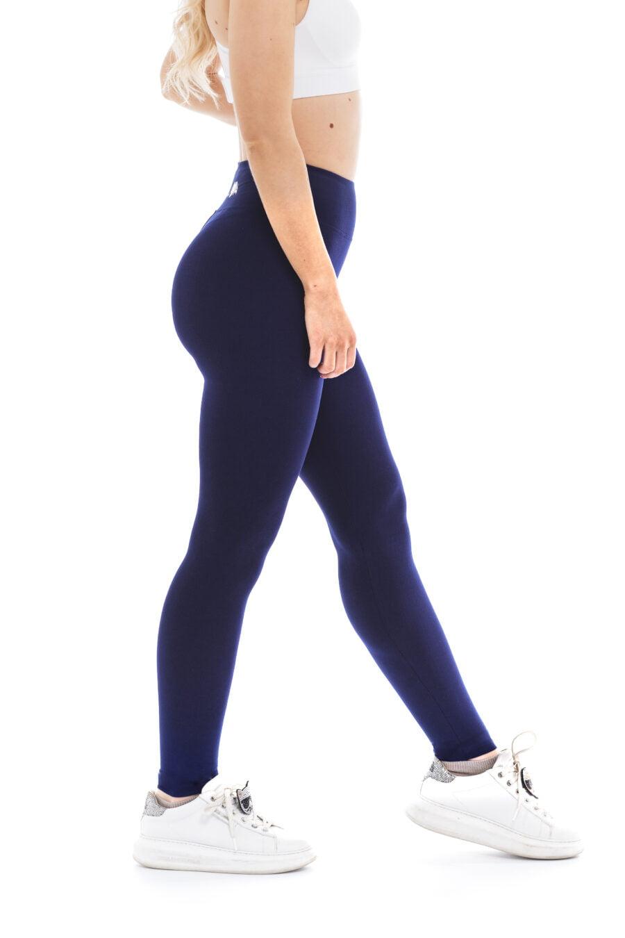 Enobarvne dolge pajkice Navy v mornarsko modri barvi za odrasle