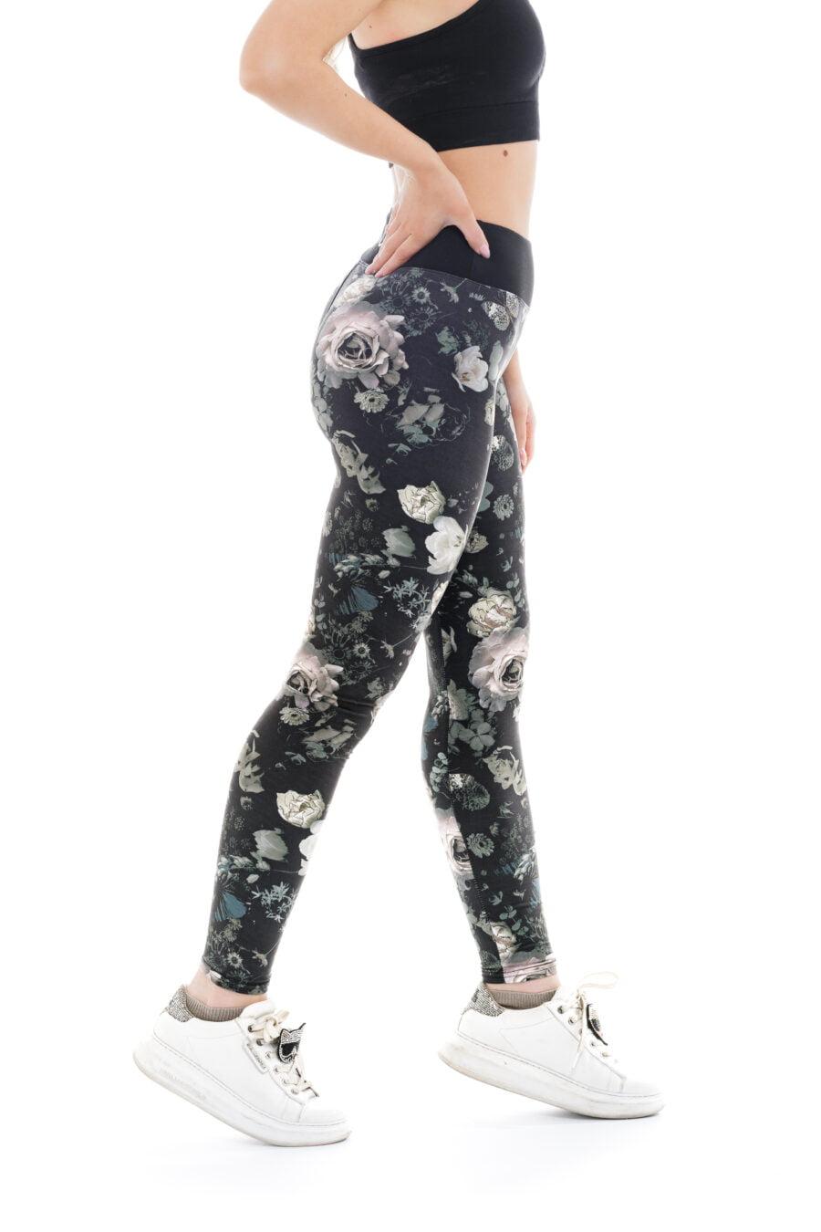 Unikatne temne dolge pajkice Dark rose z vzorčkom belih vrtnic za odrasle