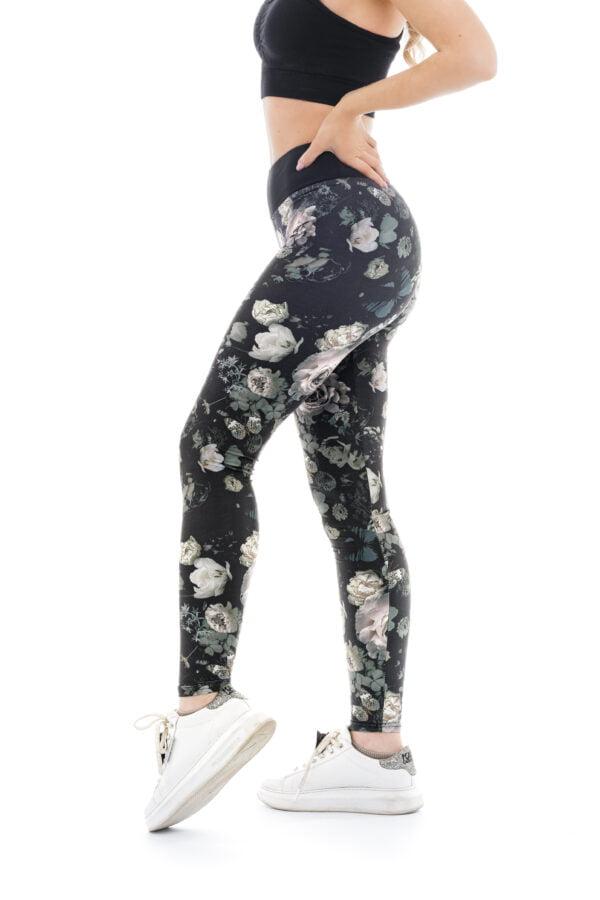 Unikatne temne dolge pajkice Dark rose z vzorčkom belih vrtnic za odrasle