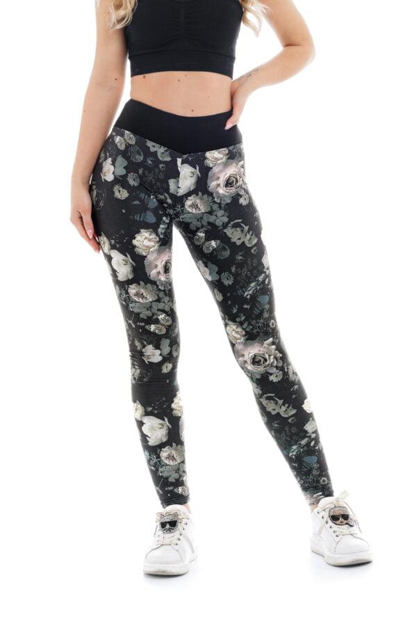 Unikatne temne dolge pajkice Dark rose z vzorčkom belih vrtnic za odrasle