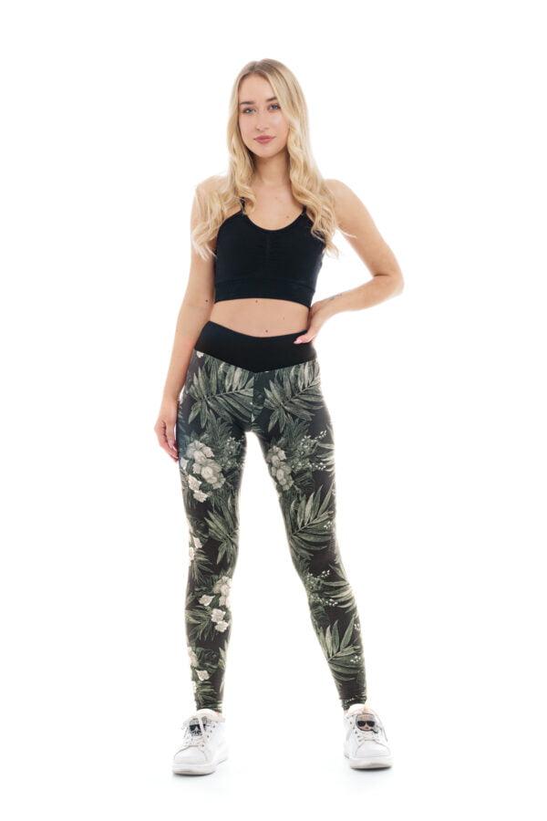 Dolge pajkice Dark Flora z vzorcem rož