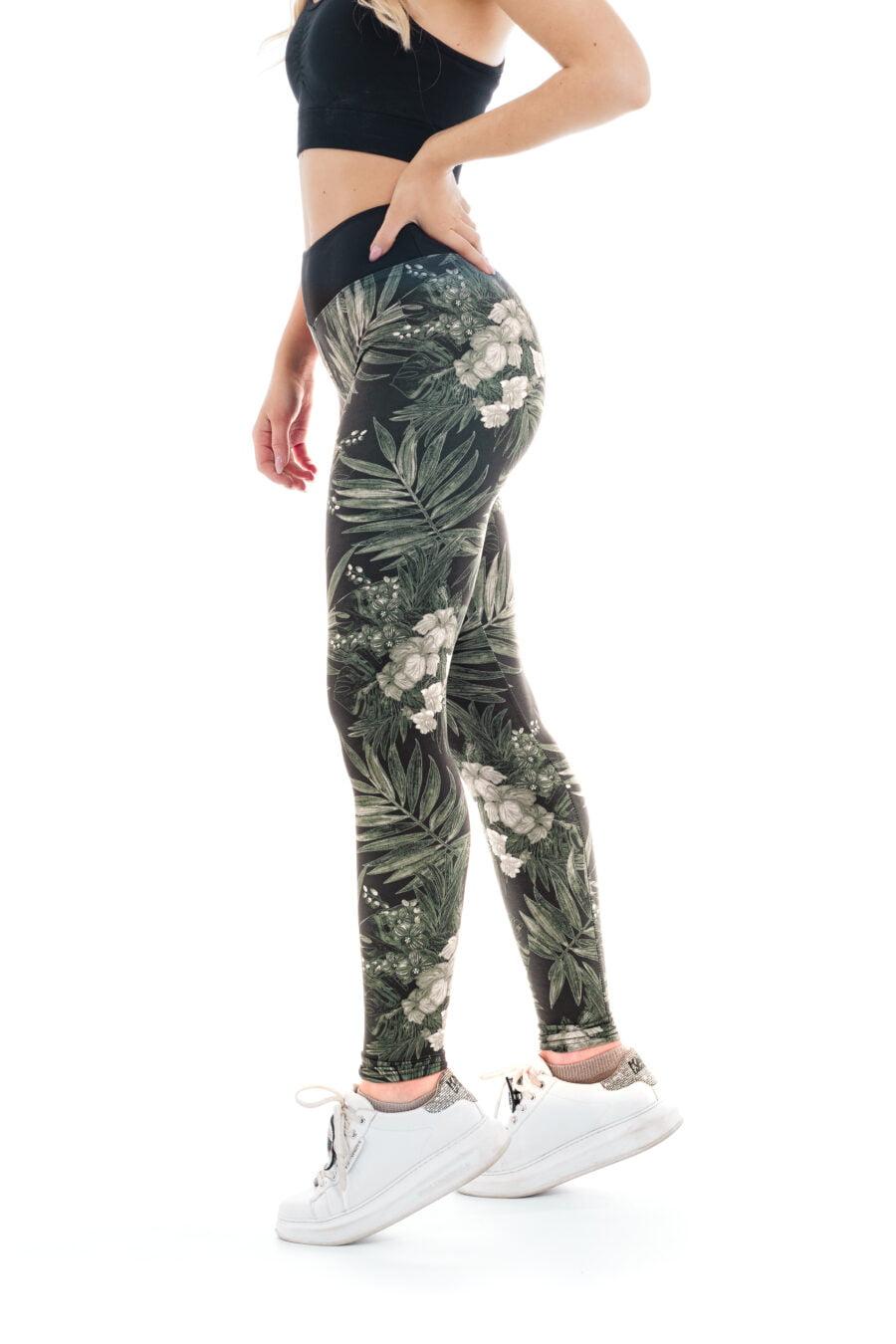 Dolge pajkice Dark Flora z vzorcem rož