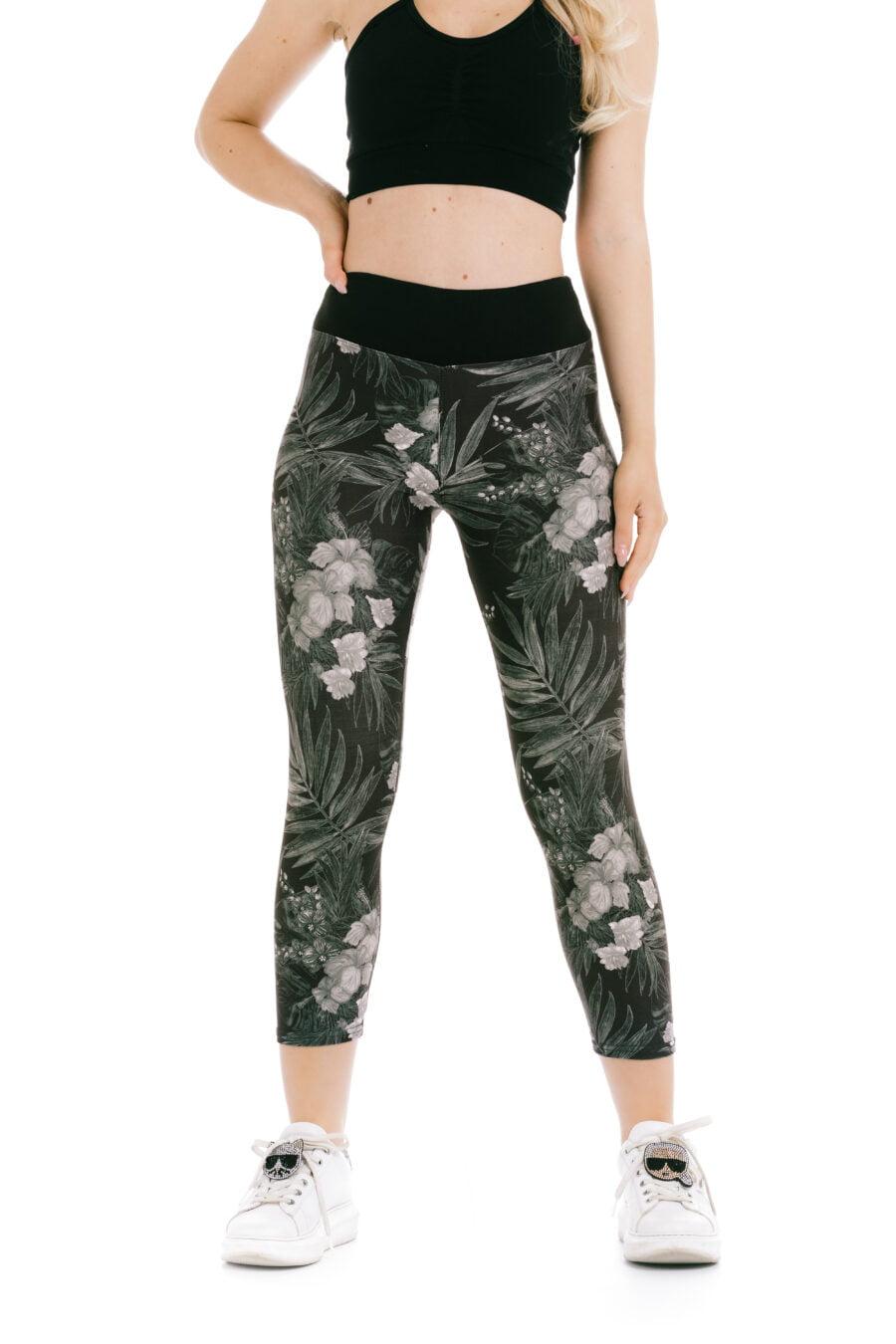 Capri pajkice Dark Flora z vzorcem rož