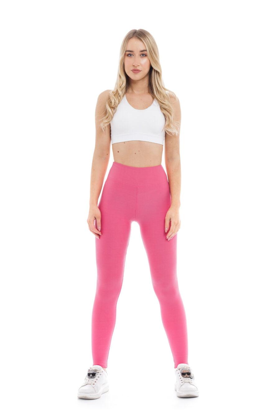 Enobarvne dolge pajkice Pinky v roza barvi za odrasle