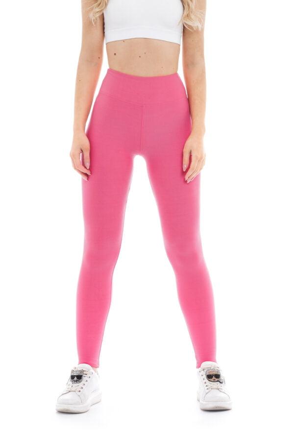 Enobarvne dolge pajkice Pinky v roza barvi za odrasle