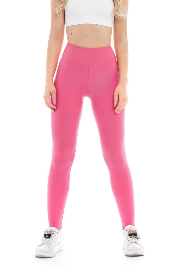 Enobarvne dolge pajkice Pinky v roza barvi za odrasle