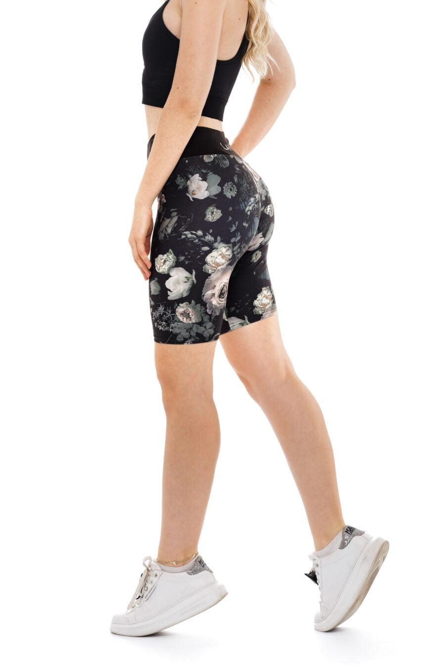 Unikatne temne kratke pajkice Dark rose z vzorčkom belih vrtnic za odrasle