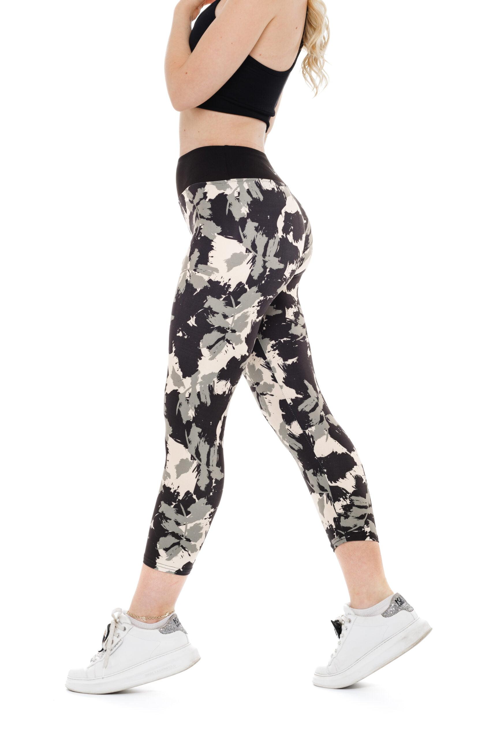 Capri pajkice Dark Amazona z vzorcem listov