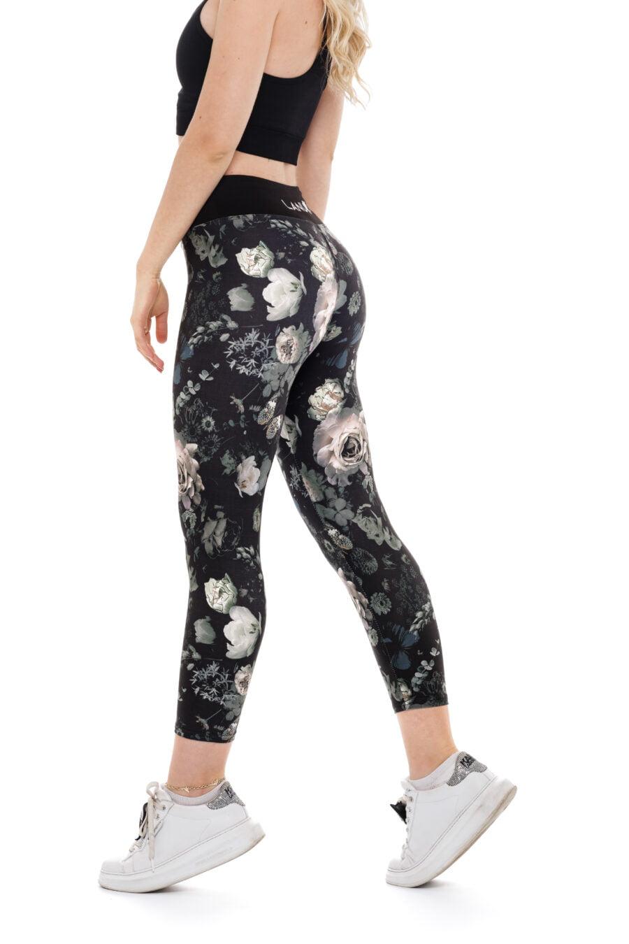 Unikatne temne capri pajkice Dark rose z vzorčkom belih vrtnic za odrasle
