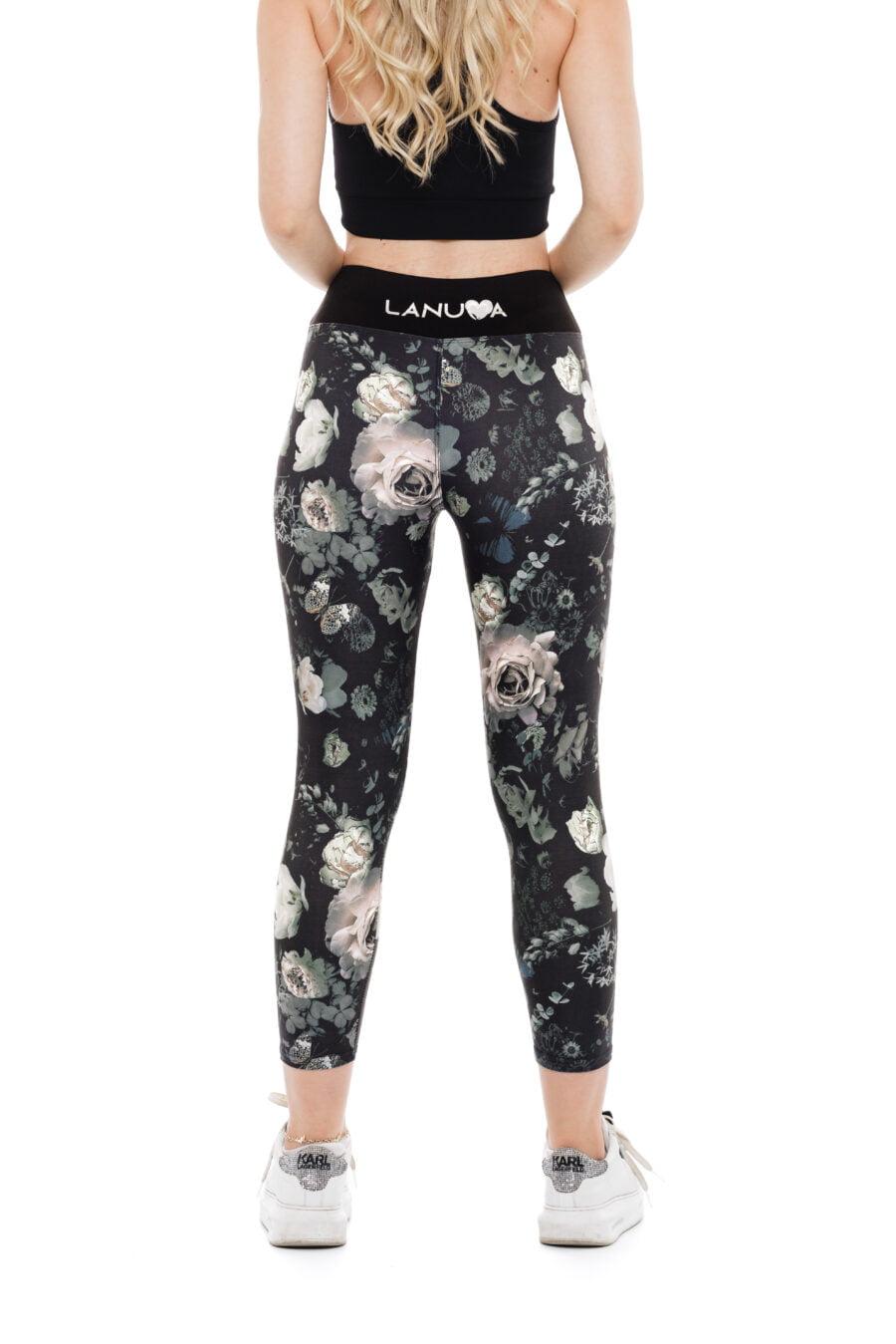 Unikatne temne capri pajkice Dark rose z vzorčkom belih vrtnic za odrasle