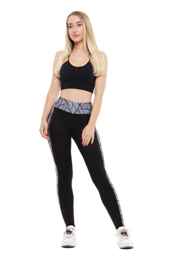 Temne dolge pajkice Amable Milagro z unikatnim vzorčkom ob straneh za odrasle