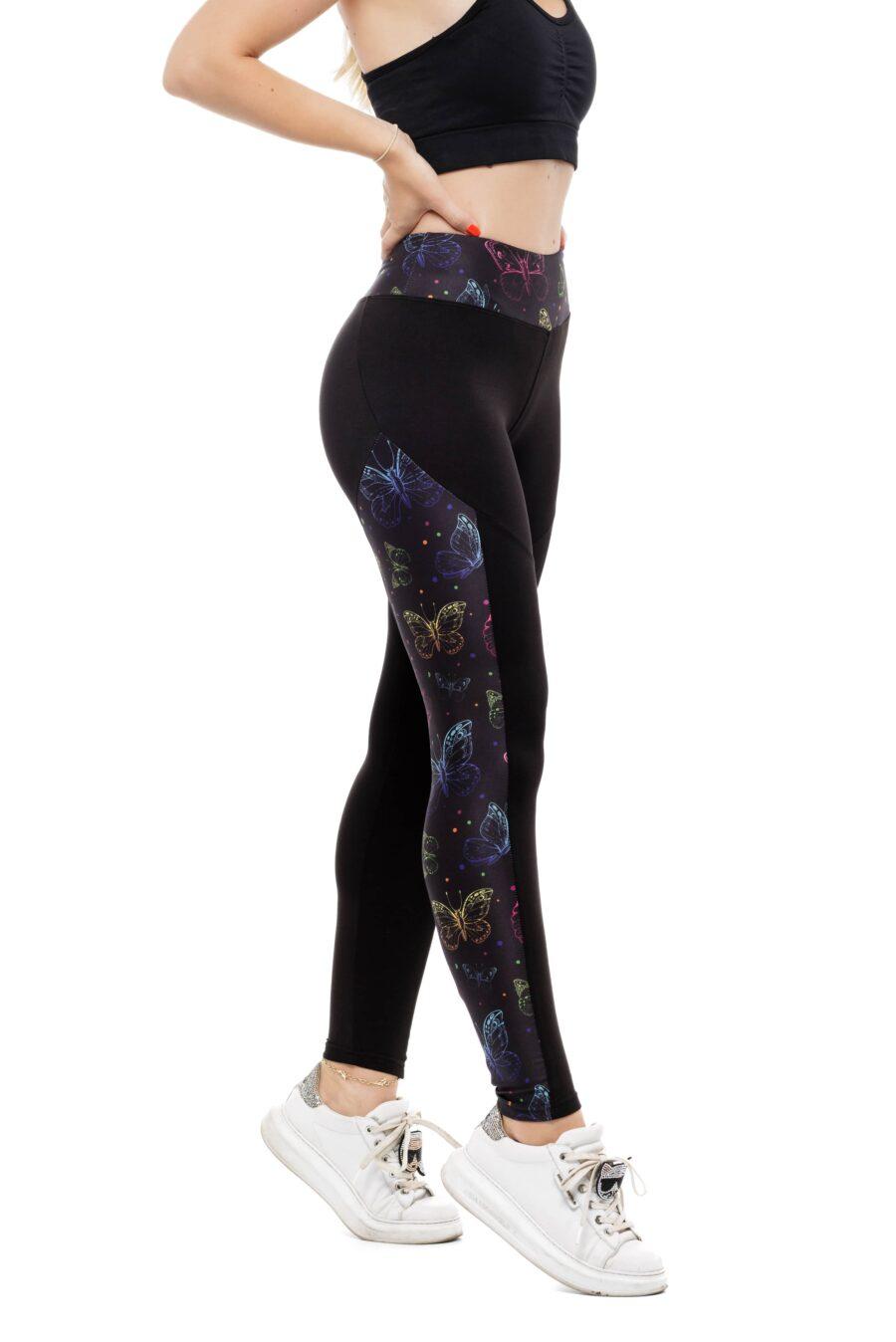 Črne dolge pajkice Mariposy s pisanim vzorčkom metuljev