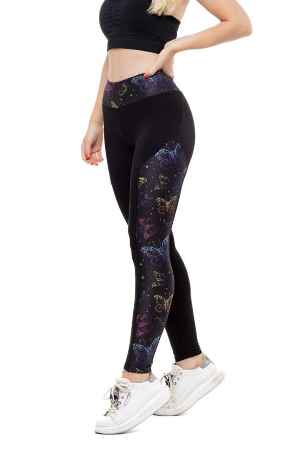 Črne dolge pajkice Mariposy s pisanim vzorčkom metuljev