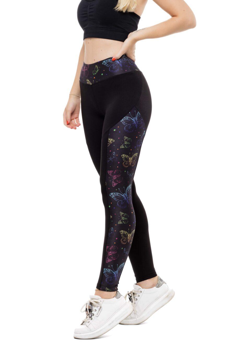 Črne dolge pajkice Mariposy s pisanim vzorčkom metuljev