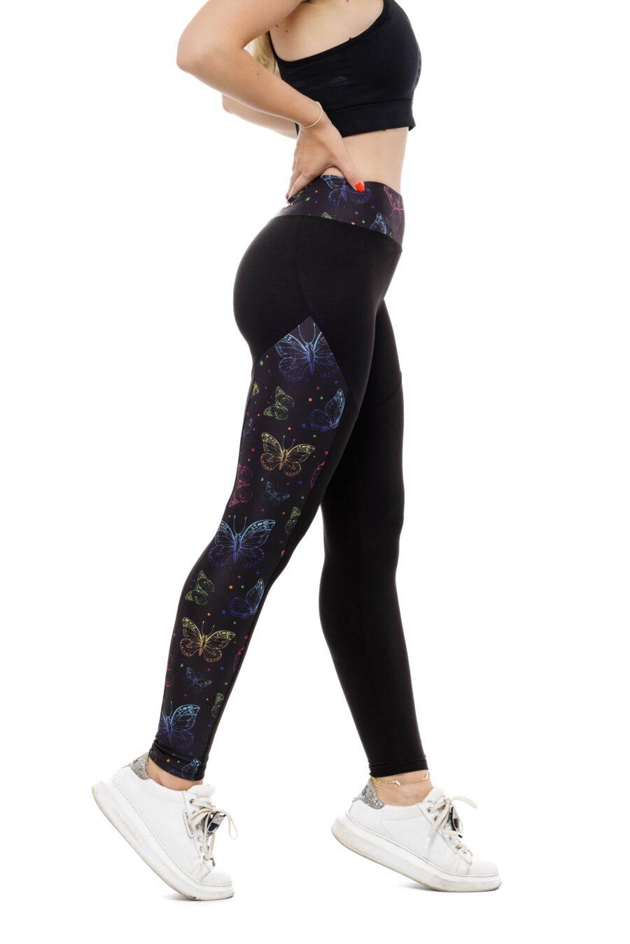 Črne dolge pajkice Mariposy s pisanim vzorčkom metuljev