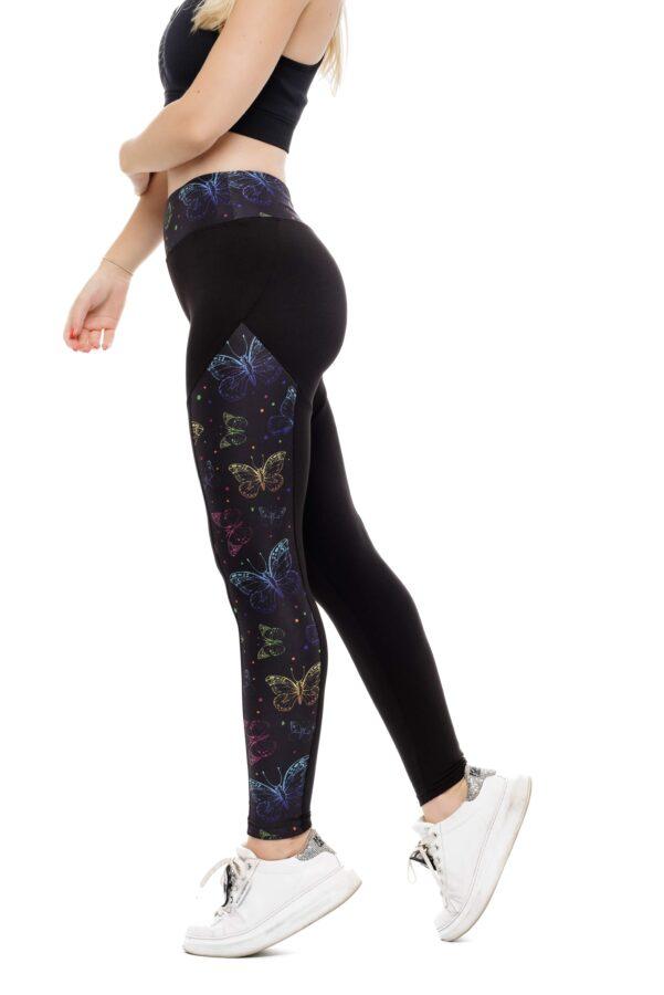 Črne dolge pajkice Mariposy s pisanim vzorčkom metuljev