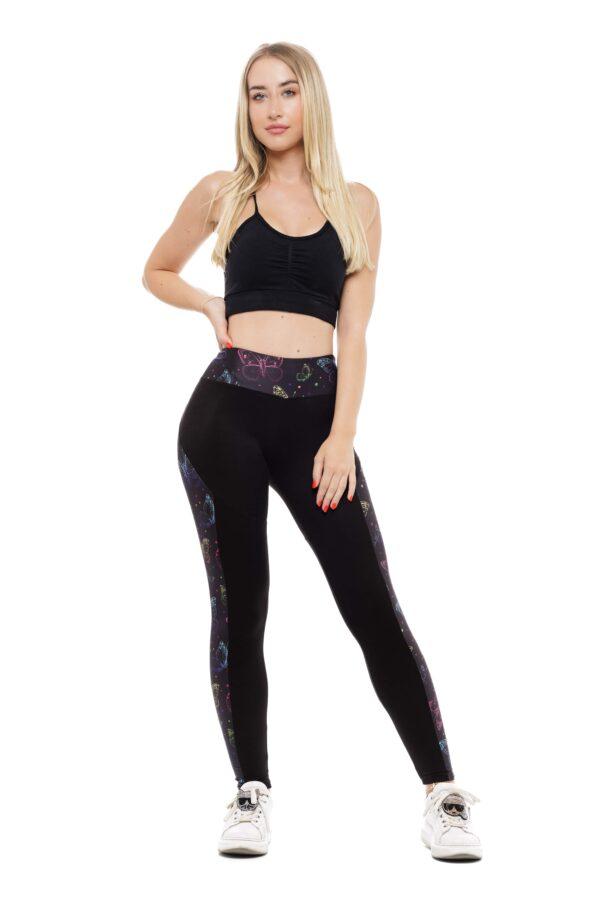 Črne dolge pajkice Mariposy s pisanim vzorčkom metuljev