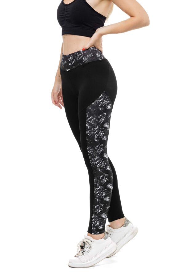 Črne dolge pajkice Amazy z unikatnim belim stranskim vzorcem