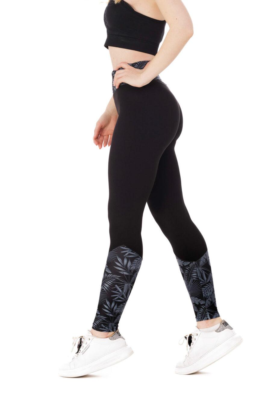 Temne dolge pajkice Nocturno z risanim svetlim vzorčkom na dnu hlačnic in na pasu za odrasle