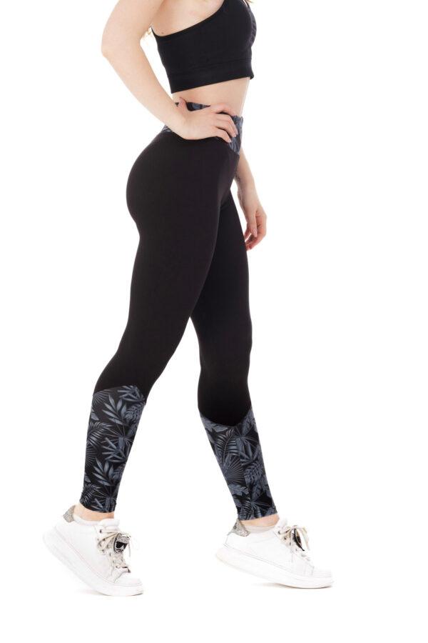 Temne dolge pajkice Nocturno z risanim svetlim vzorčkom na dnu hlačnic in na pasu za odrasle