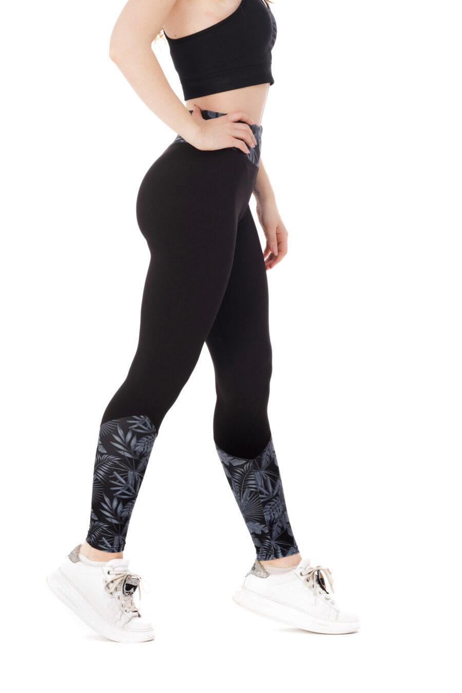 Temne dolge pajkice Nocturno z risanim svetlim vzorčkom na dnu hlačnic in na pasu za odrasle