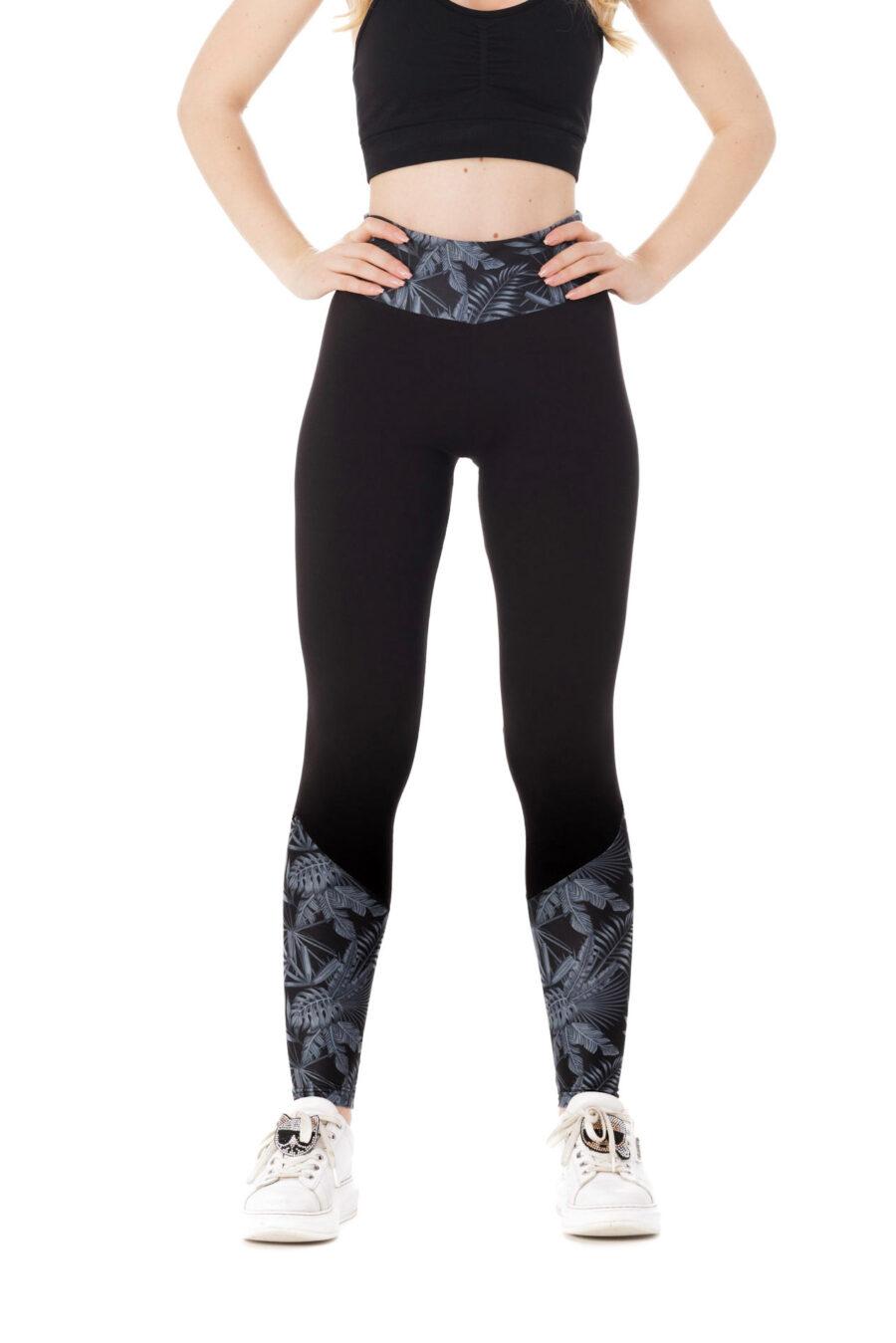 Temne dolge pajkice Nocturno z risanim svetlim vzorčkom na dnu hlačnic in na pasu za odrasle