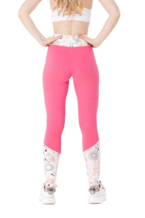 Roza dolge pajkice Helado z risanim vzorčkom srčkov na dnu hlačnic in na pasu za odrasle