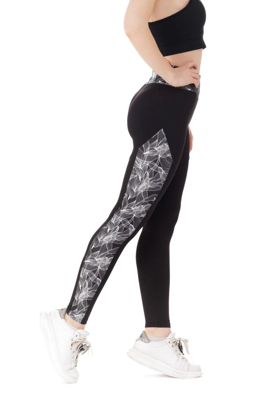 Črne dolge pajkice Fabulosi z belim stranskim vzorčkom