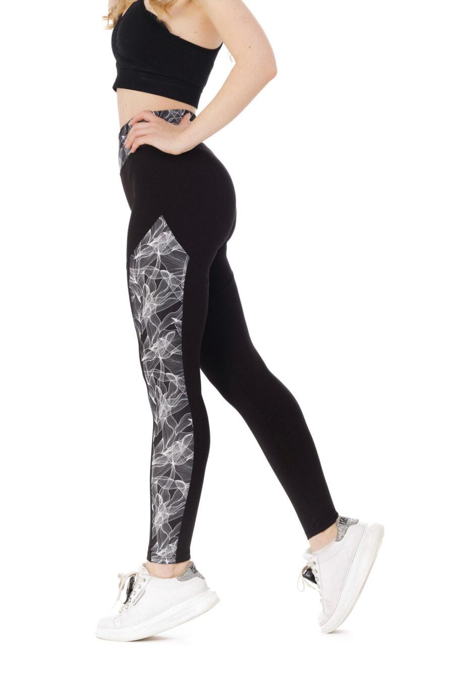 Črne dolge pajkice Fabulosi z belim stranskim vzorčkom