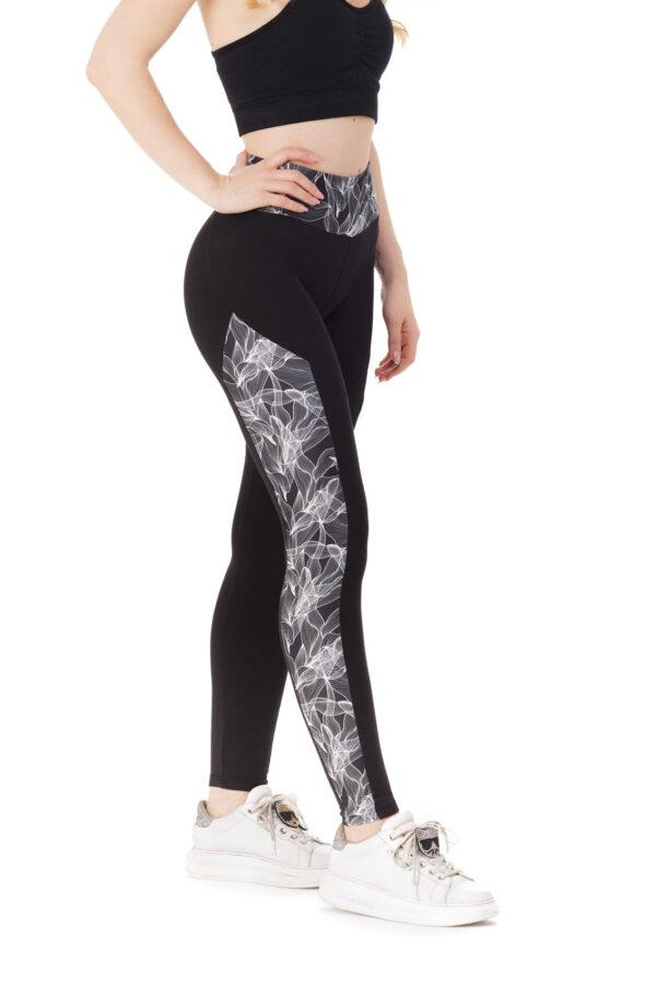 Črne dolge pajkice Fabulosi z belim stranskim vzorčkom