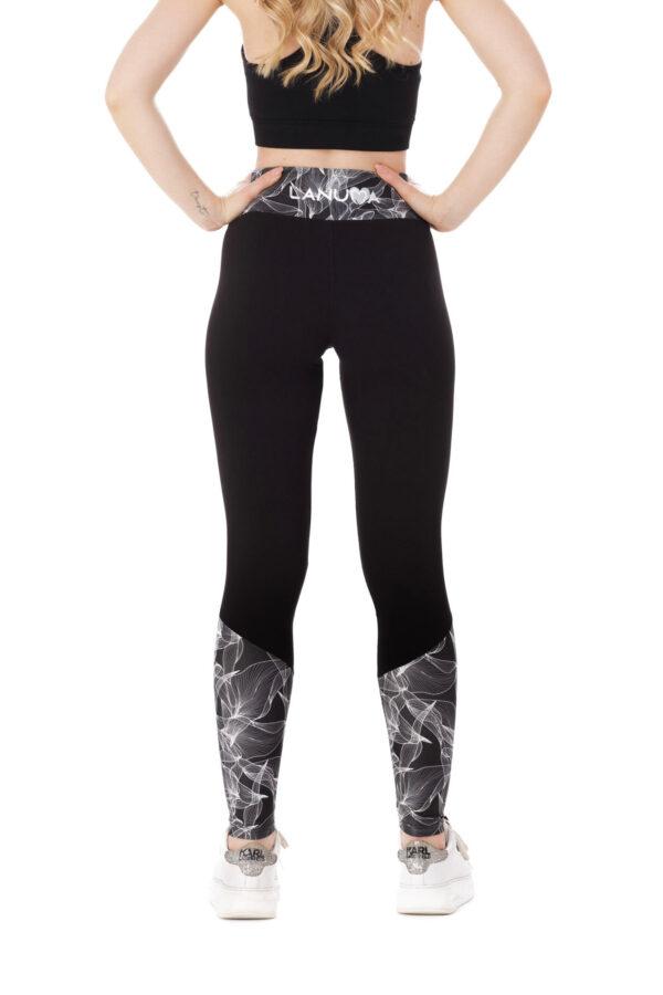 Temne dolge pajkice Fabulosa z risanim belim vzorčkom na dnu hlačnic in na pasu za odrasle