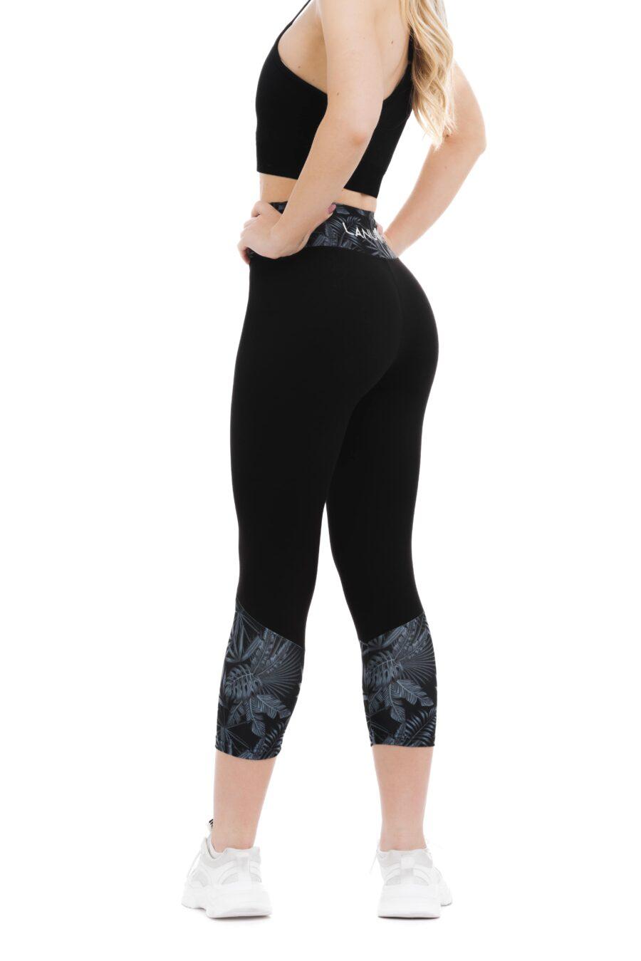 Temne pajkice capri Nocturno z risanim svetlim vzorčkom na dnu hlačnic in na pasu za odrasle