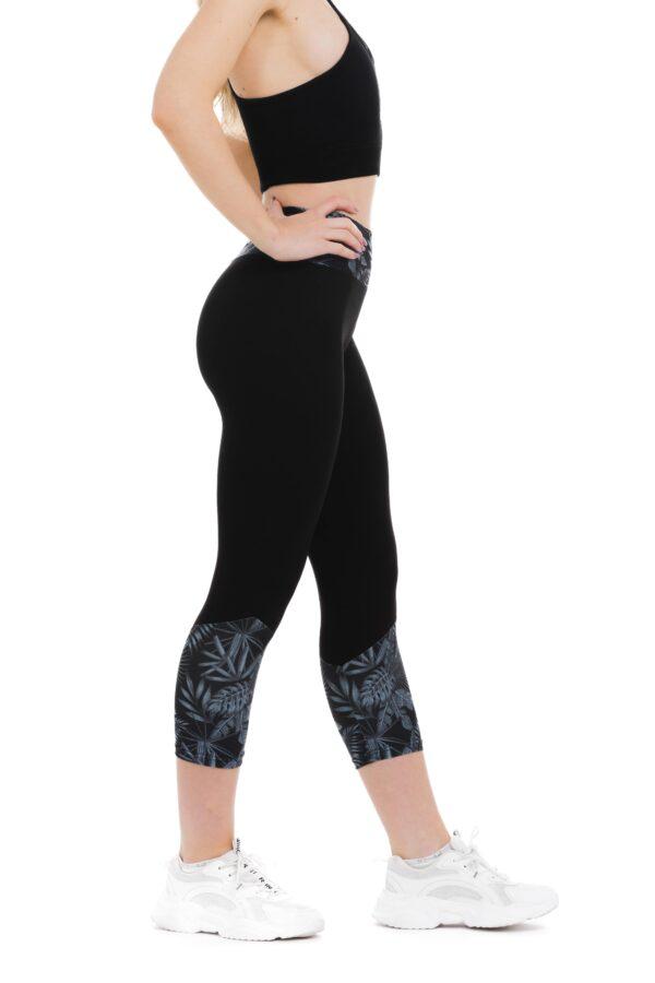 nocturno-capri-4 – Lanuma Temne pajkice capri Nocturno z risanim svetlim vzorčkom na dnu hlačnic in na pasu za odrasle