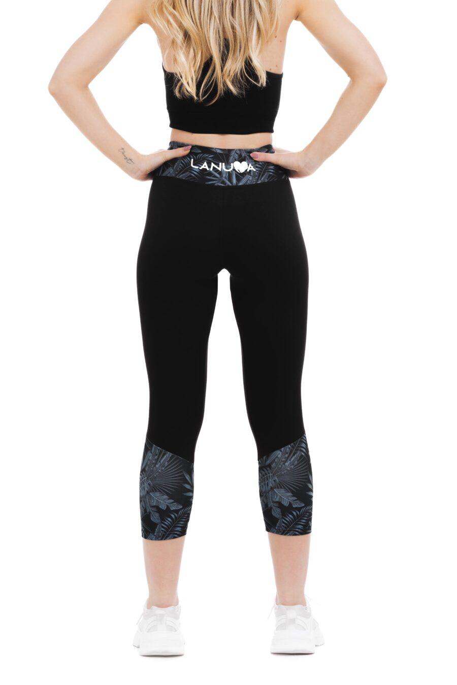 Temne pajkice capri Nocturno z risanim svetlim vzorčkom na dnu hlačnic in na pasu za odrasle