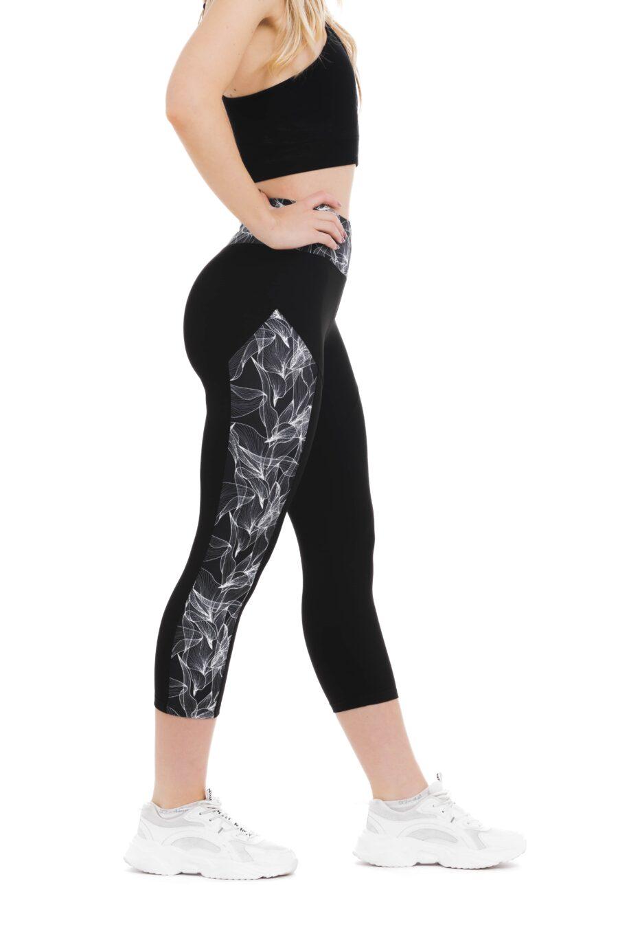 Črne capri pajkice Fabulosi z belim stranskim vzorčkom