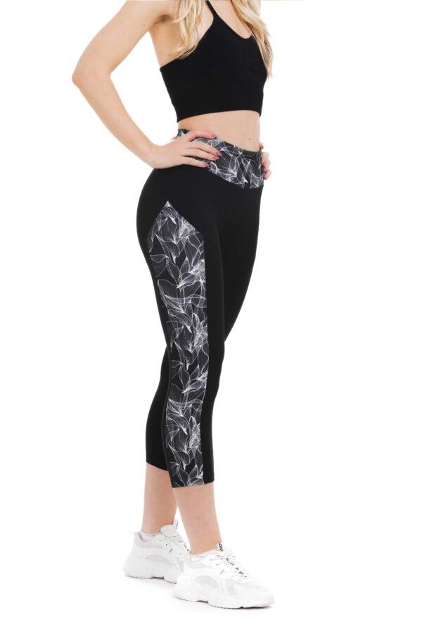 Črne capri pajkice Fabulosi z belim stranskim vzorčkom