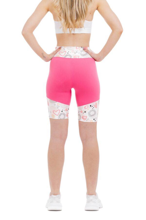 Roza kratke pajkice Helado z risanim vzorčkom srčkov na dnu hlačnic in na pasu za odrasle