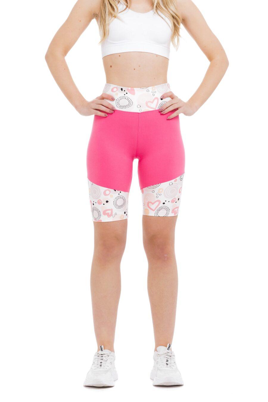 Roza kratke pajkice Helado z risanim vzorčkom srčkov na dnu hlačnic in na pasu za odrasle