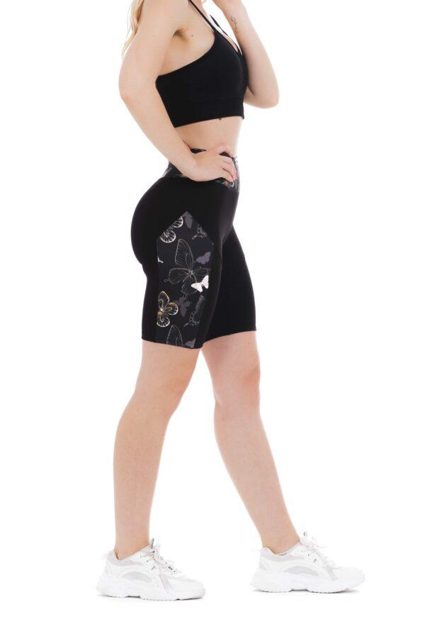 Črne kratke pajkice Gold Mariposy z vzorčkom metuljev