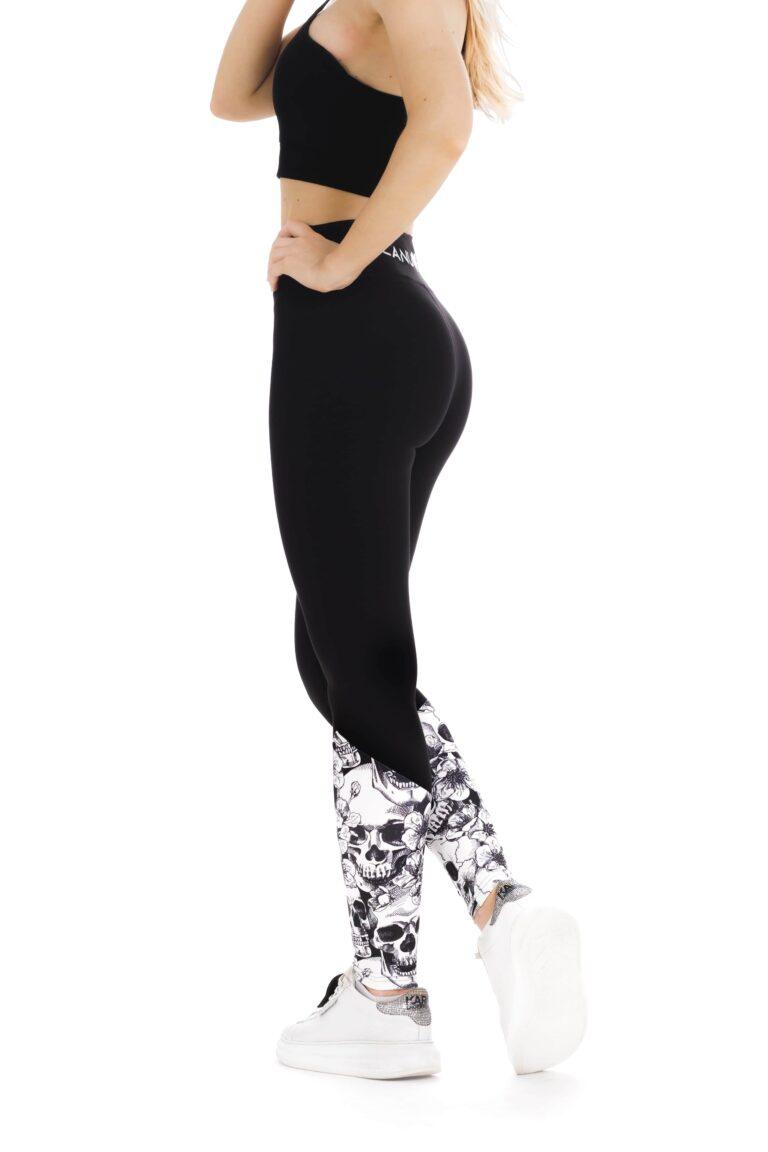 Črne dolge pajkice Esqueleto z vzorcem lobanj