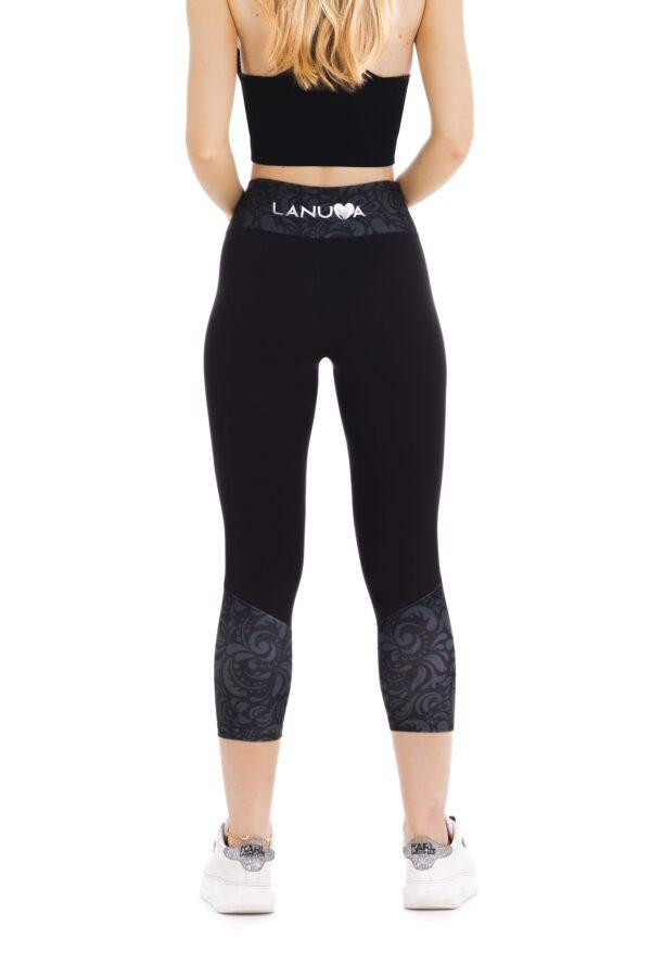 Črne capri pajkice Incendio s srebrnim vzorcem na dnu hlačnic