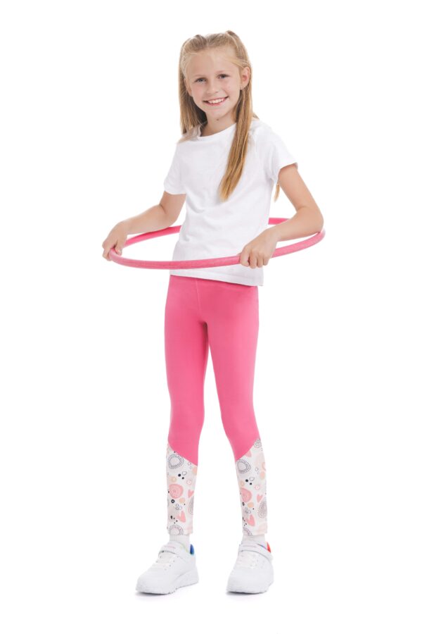 Roza otroške pajkice Helado kids z risanim vzorčkom srčkov na dnu hlačnic in na pasu