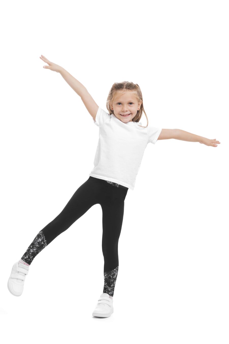 Temne otroške pajkice Fabulosa kids z risanim belim vzorčkom na dnu hlačnic in na pasu