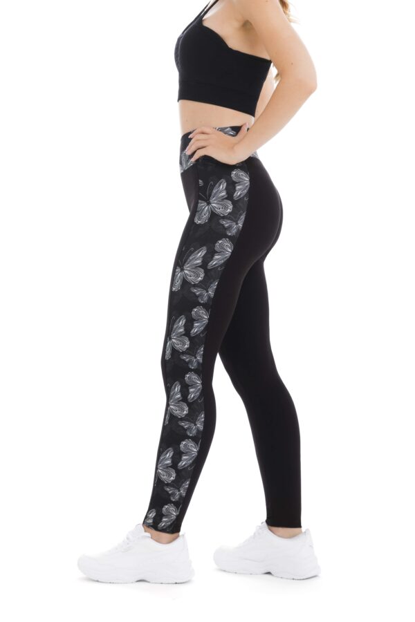 Temne dolge pajkice Sogno z vzorcem belih metuljev