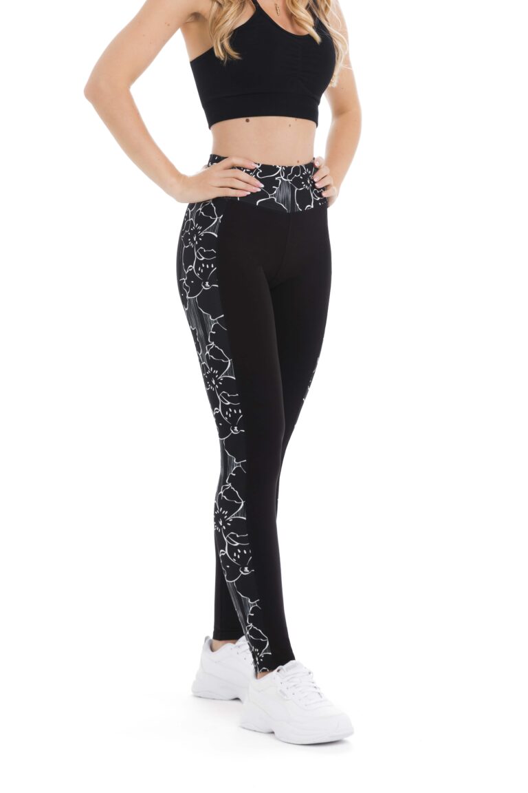 Temne dolge pajkice Raggio z belimi stranskimi rožami