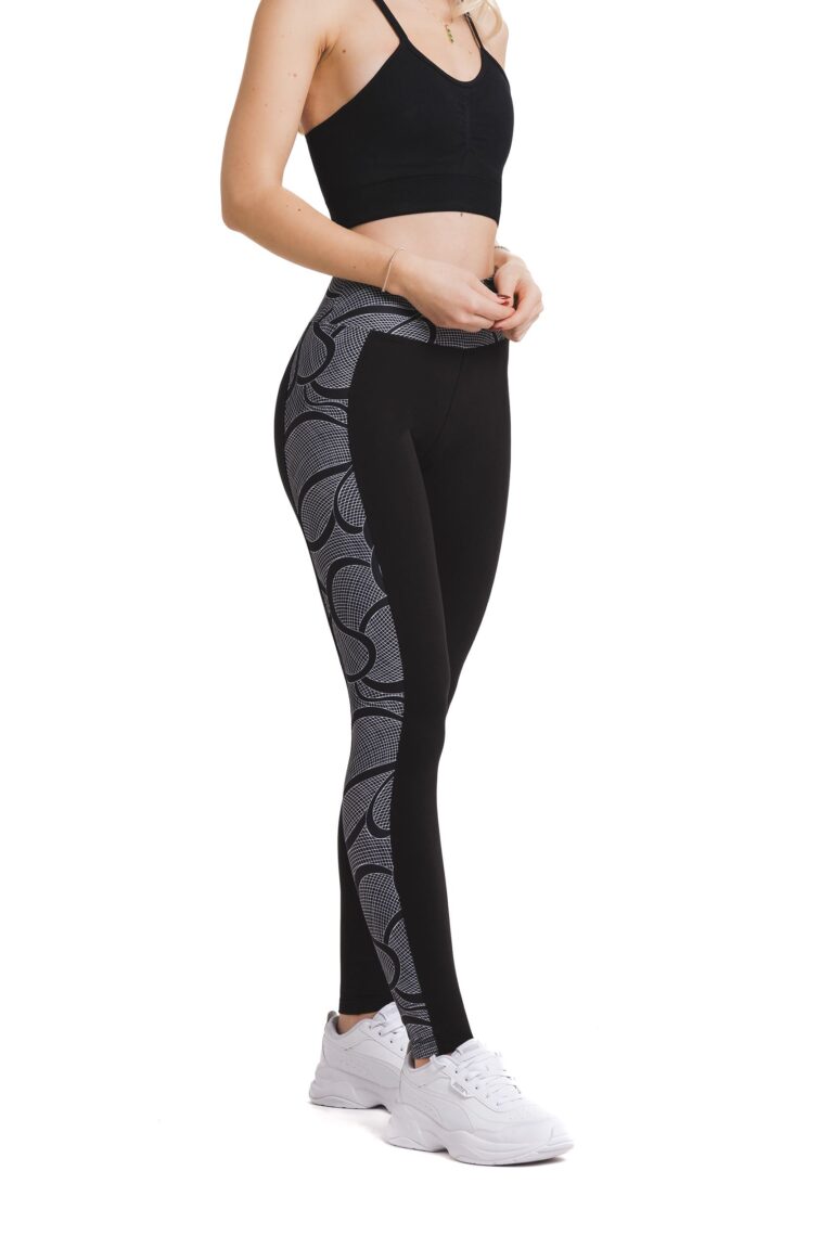 Temne dolge pajkice Sorriso s svetlim vzorčkom ob straneh za odrasle