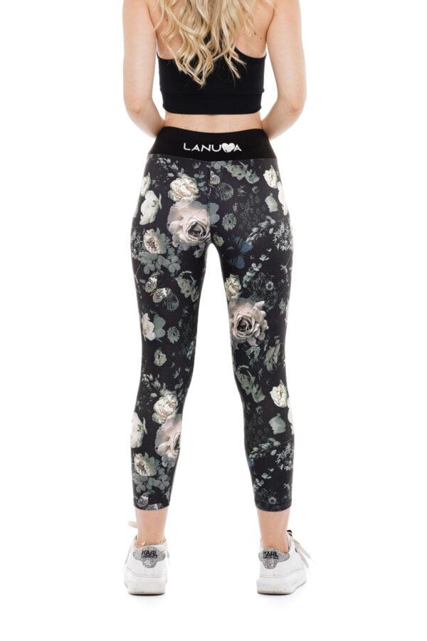 Unikatne temne capri pajkice Dark rose z vzorčkom belih vrtnic za odrasle